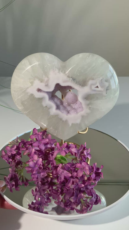 Lavendar Sugar Druzy Agate Heart