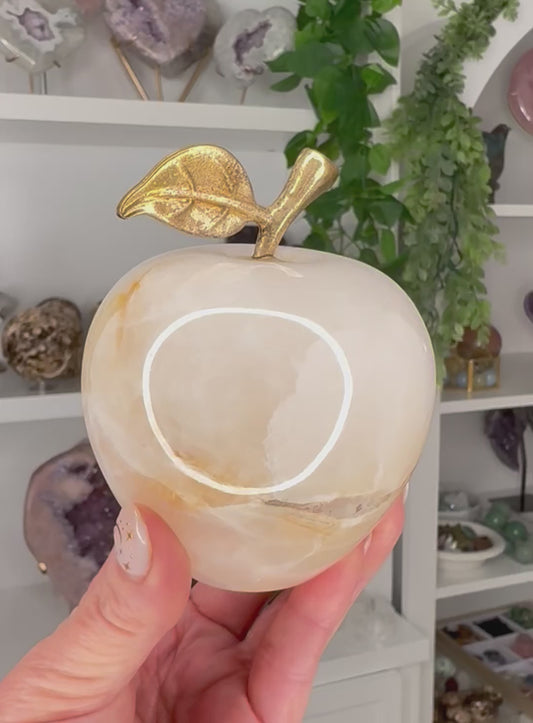 White Onyx Apple Carving