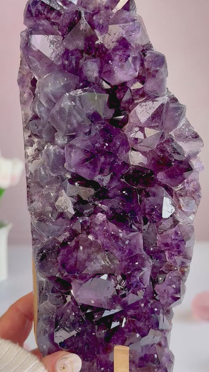 Deep Purple Amethyst Cluster with Sugar Druzy | High-Vibration Statement Crystal