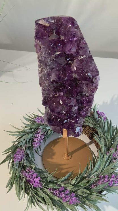 Deep Purple Amethyst Cluster with Sugar Druzy | High-Vibration Statement Crystal